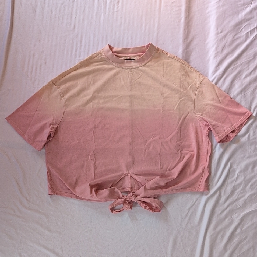 Hudson Jeans Blush Ombre Tie-Front Crop Top